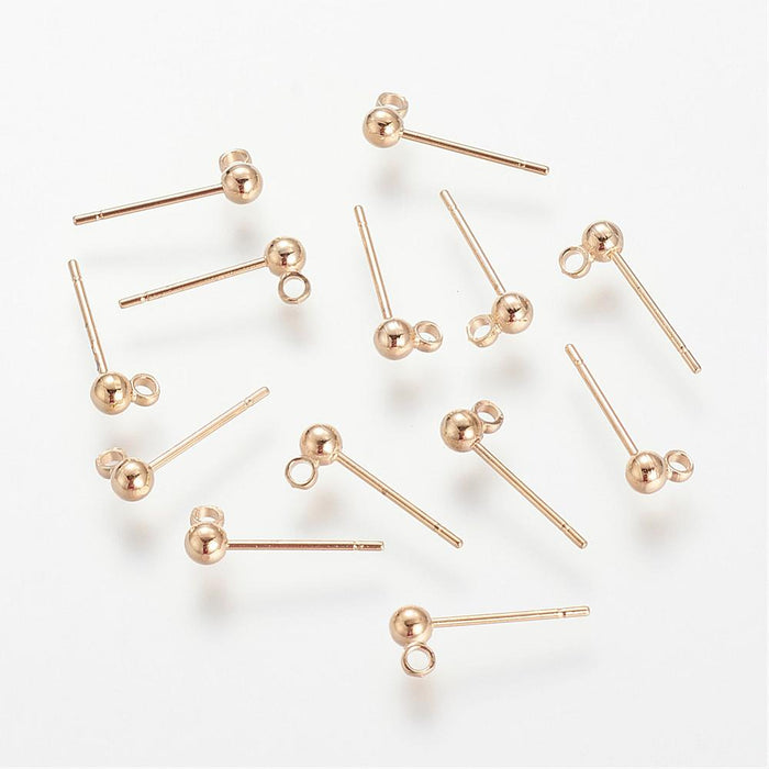 Achat Paire de puces d'oreilles avec anneau - doré à l'or fin