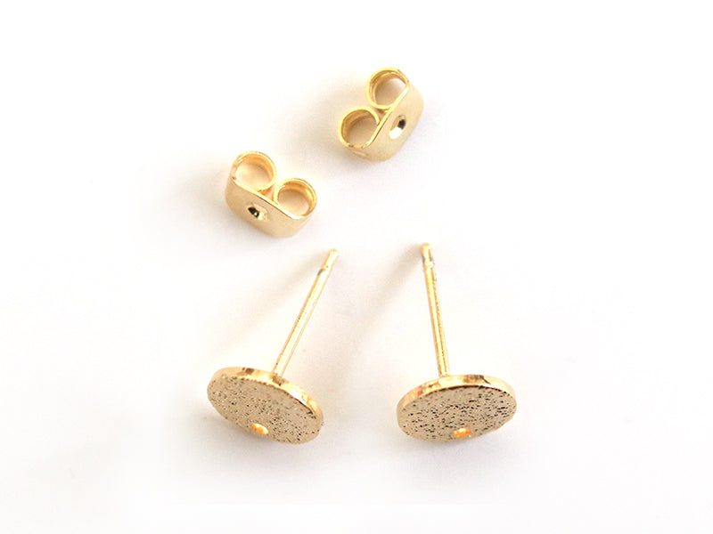 Achat Paire de puces d'oreilles avec plateau pampille - dorée à l'or fin 18K