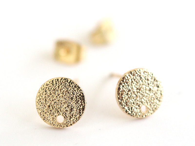 Achat Paire de puces d'oreilles avec plateau pampille - dorée à l'or fin 18K