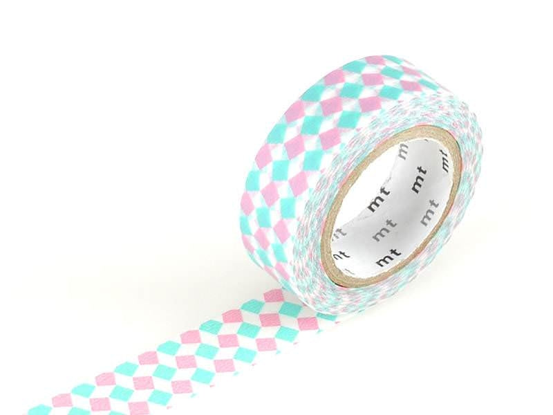Achat Masking tape motif - Carré rose et turquoise