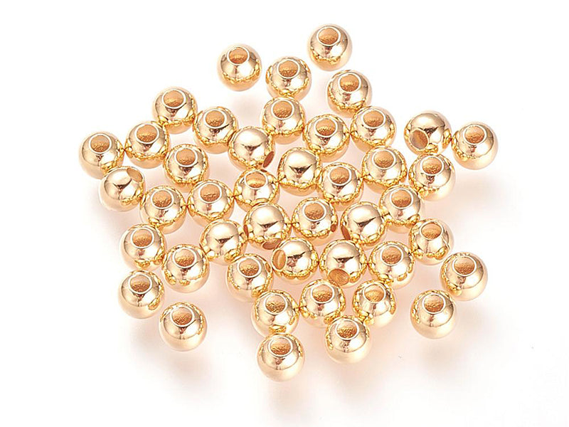 Achat Lot de 50 perles rondes 4mm  - dorées à l'or fin