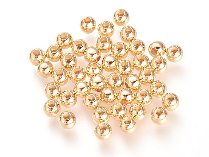 Achat Lot de 50 perles rondes 4mm  - dorées à l'or fin