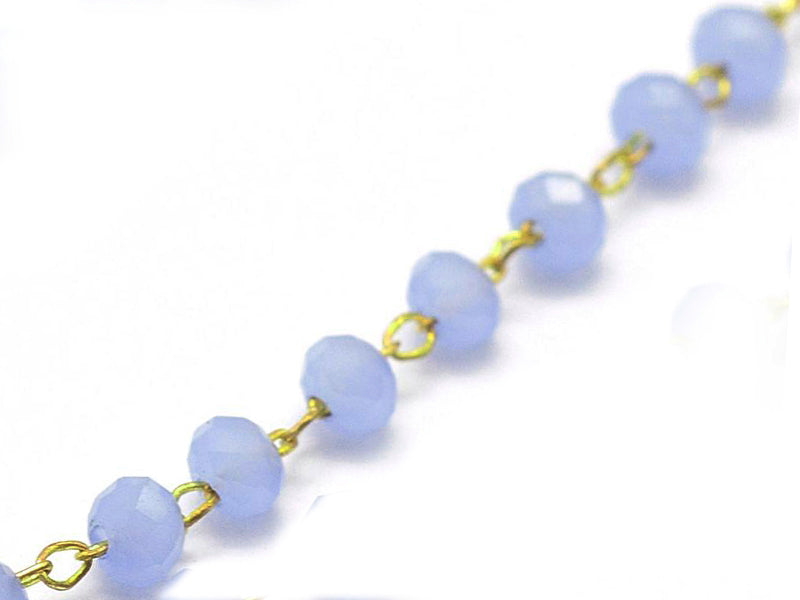 Achat Chaine laiton avec perles en verre - bleu lavande