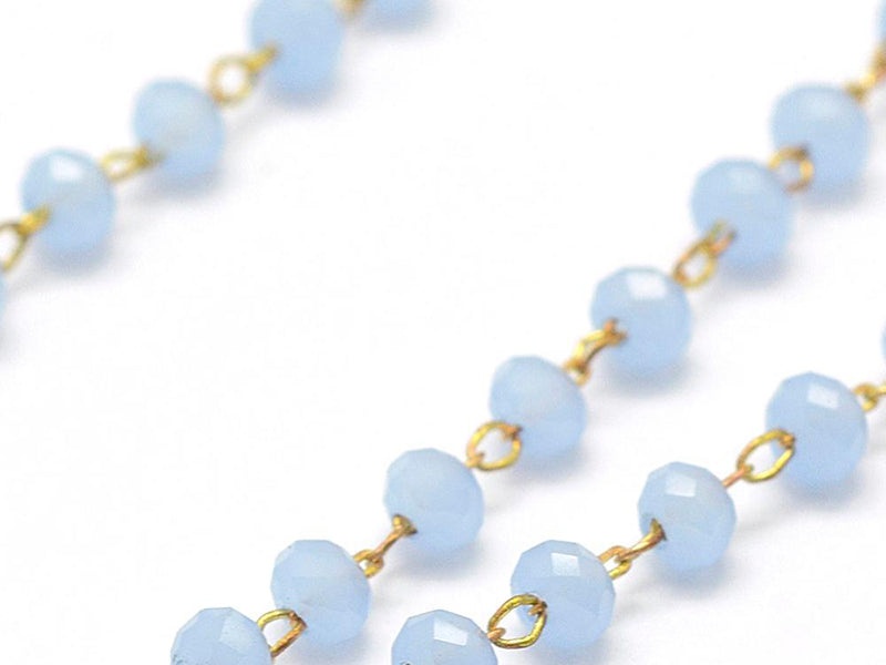 achat Chaine laiton avec perles en verre - bleu lavande