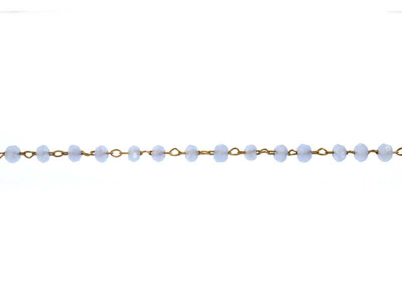 achat Chaine laiton avec perles en verre - bleu lavande