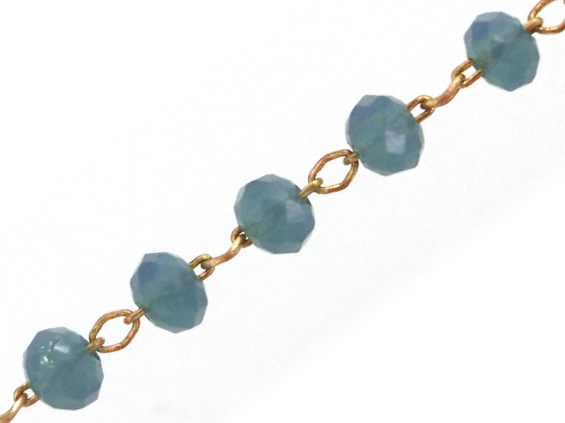 Achat Chaine laiton avec perles en verre - bleu canard