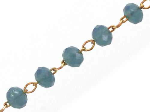 Achat Chaine laiton avec perles en verre - bleu canard