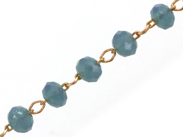 Achat Chaine laiton avec perles en verre - bleu canard