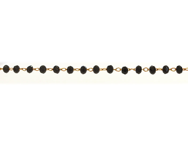 Achat Chaine laiton avec perles en verre - noir