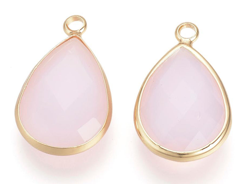 Achat Pendentif goutte en verre à facettes - rose