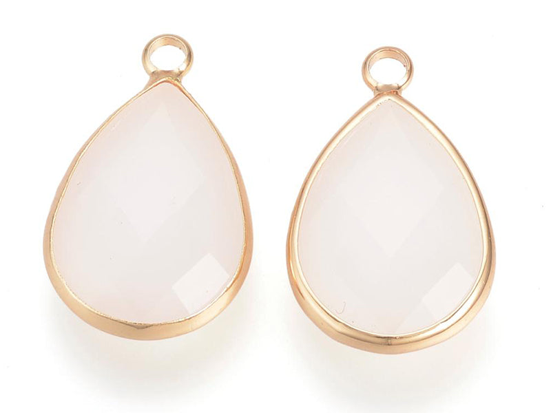 Achat Pendentif goutte en verre à facettes - blanc