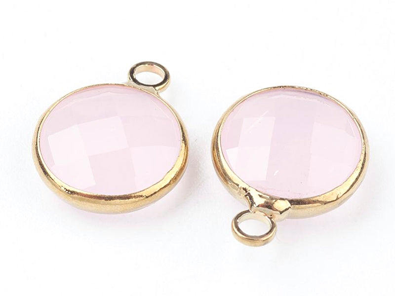 Achat Pendentif rond en verre à facettes 10mm  - rose