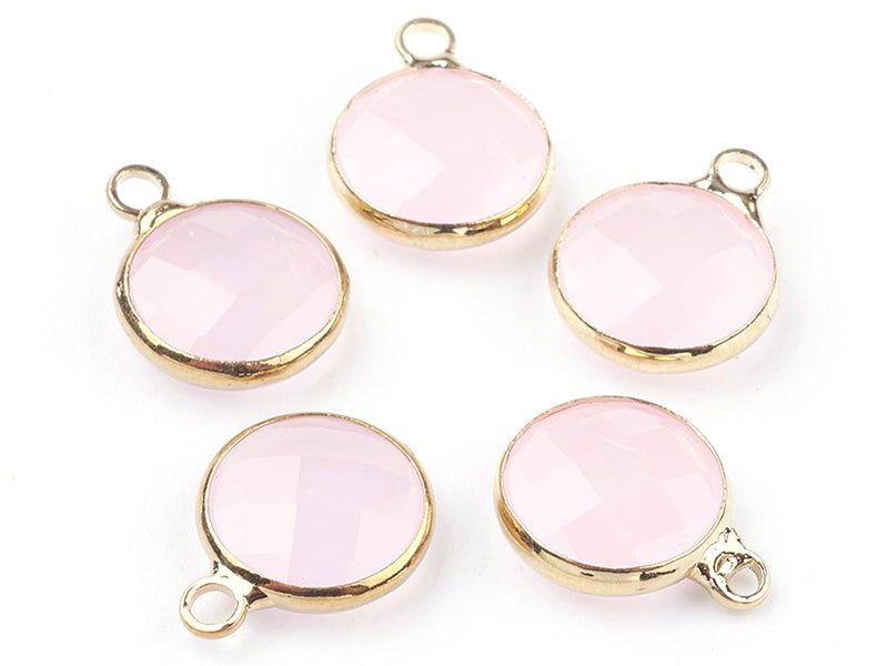achat Pendentif rond en verre à facettes 10mm  - rose