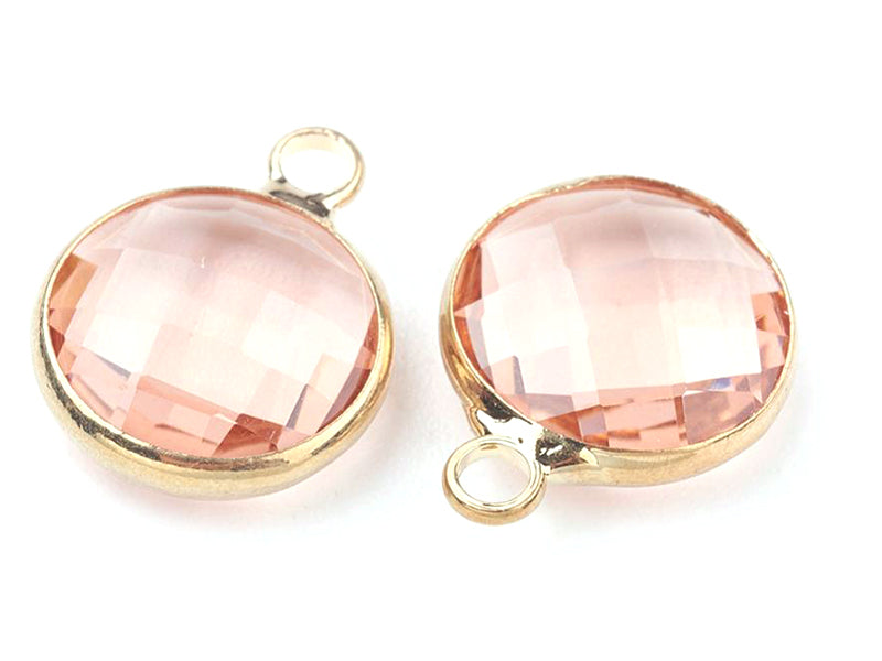 Achat Pendentif rond en verre à facettes 10mm - rose cristal