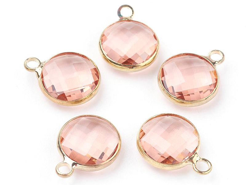 achat Pendentif rond en verre à facettes 10mm - rose cristal