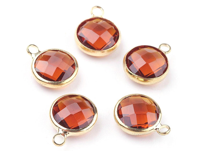 Achat Pendentif rond en verre à facettes 10mm - ambre