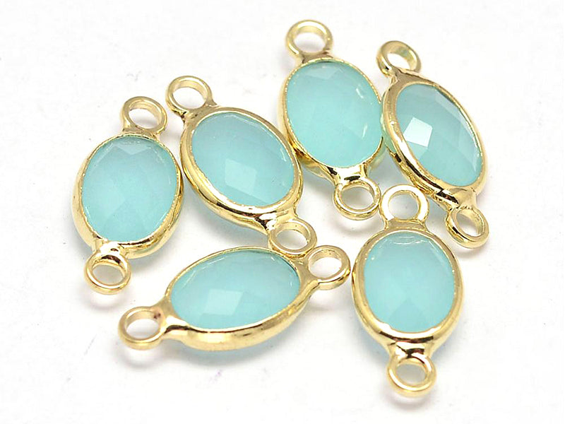 Achat Connecteur ovale à facettes 15mm - bleu clair