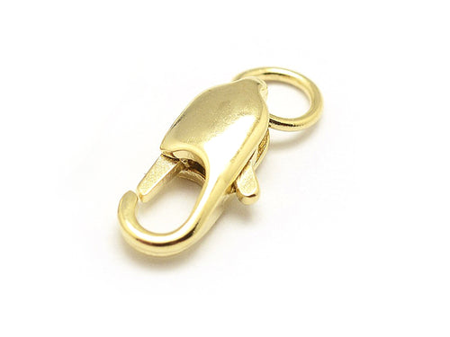 Achat Fermoir mousqueton allongé 11mm avec anneau - doré à l'or fin