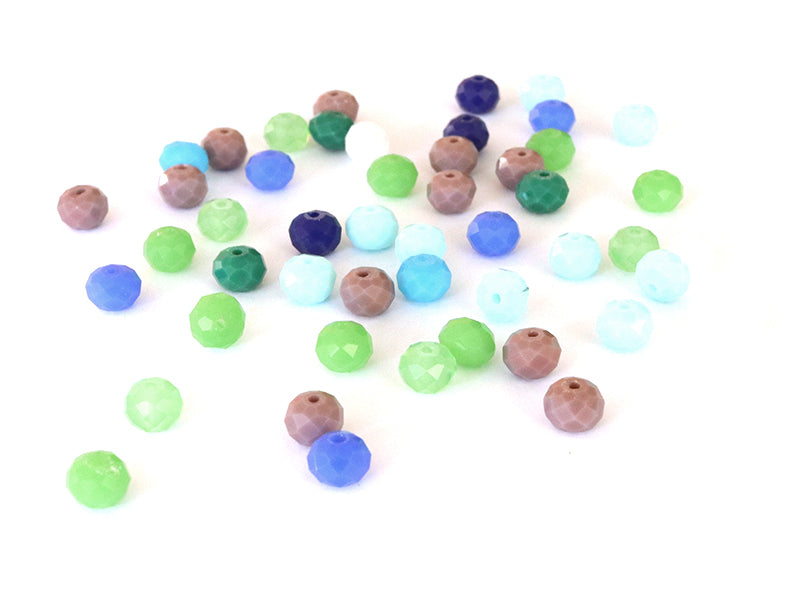 Achat Lot de 50 perles à facettes en verre 8x6 mm - bleu et vert