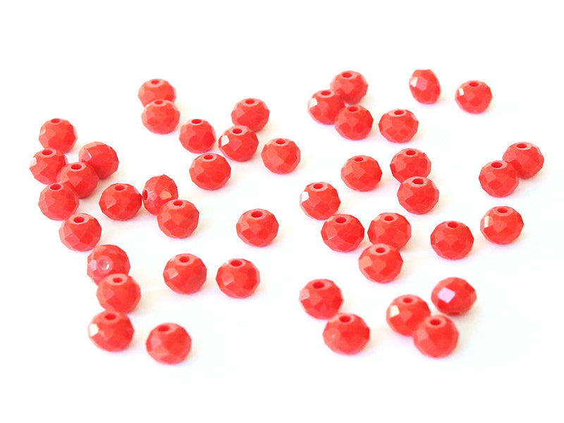 Achat Lot de 50 perles à facettes en verre 8x6 mm - rouge