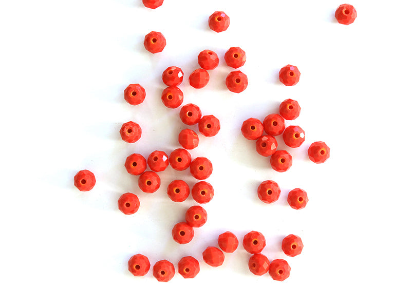Achat Lot de 50 perles à facettes en verre 8x6 mm - rouge