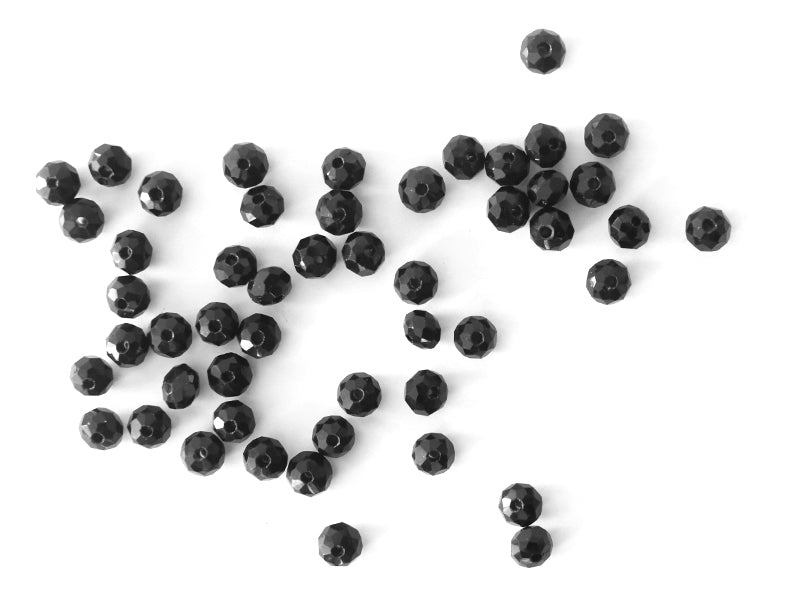 Achat Lot de 50 perles à facettes en verre 4x6 mm - noir