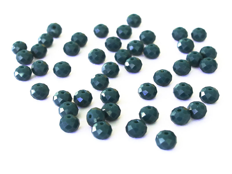 Achat Lot de 50 perles à facettes en verre 8x6 mm - vert sapin