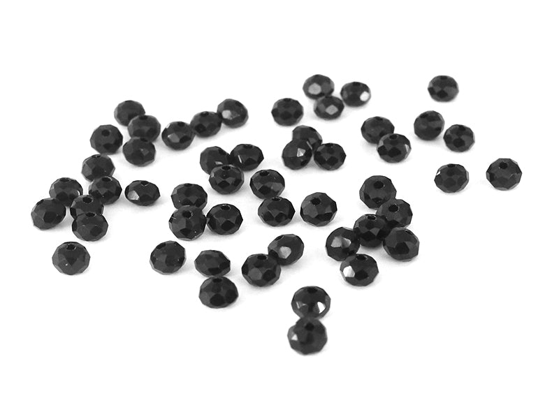 Achat Lot de 50 perles à facettes en verre 4x6 mm - noir
