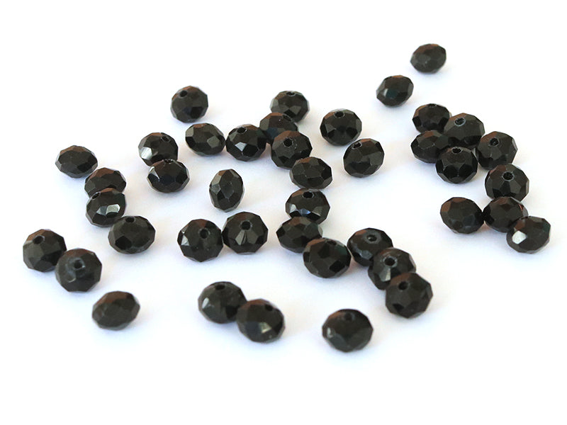Achat Lot de 50 perles à facettes en verre 8x6 mm - noir