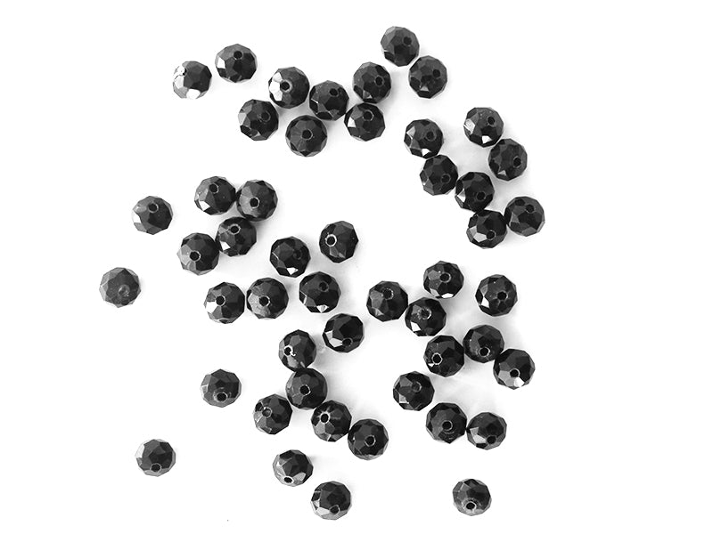 Achat Lot de 50 perles à facettes en verre 8x6 mm - noir