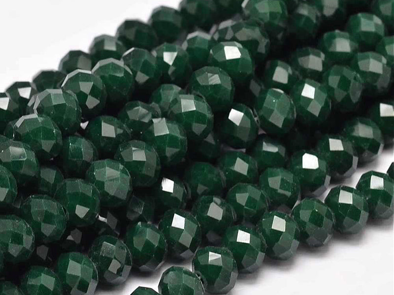 achat Lot de 50 perles à facettes en verre 8x6 mm - vert sapin