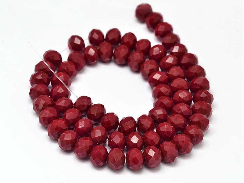 Achat Lot de 50 perles à facettes en verre 8x6 mm - bordeaux