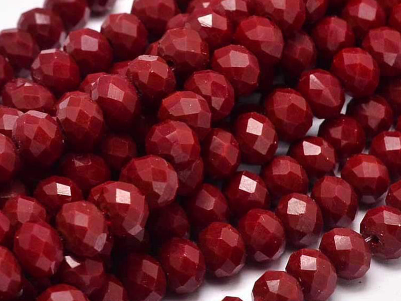 Achat Lot de 50 perles à facettes en verre 8x6 mm - bordeaux