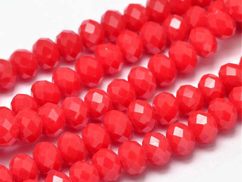 achat Lot de 50 perles à facettes en verre 8x6 mm - rouge