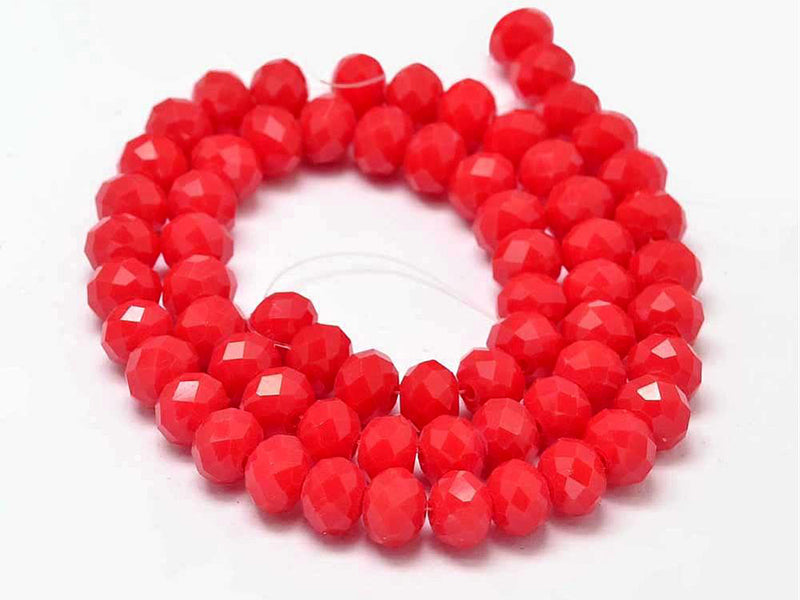 achat Lot de 50 perles à facettes en verre 8x6 mm - rouge