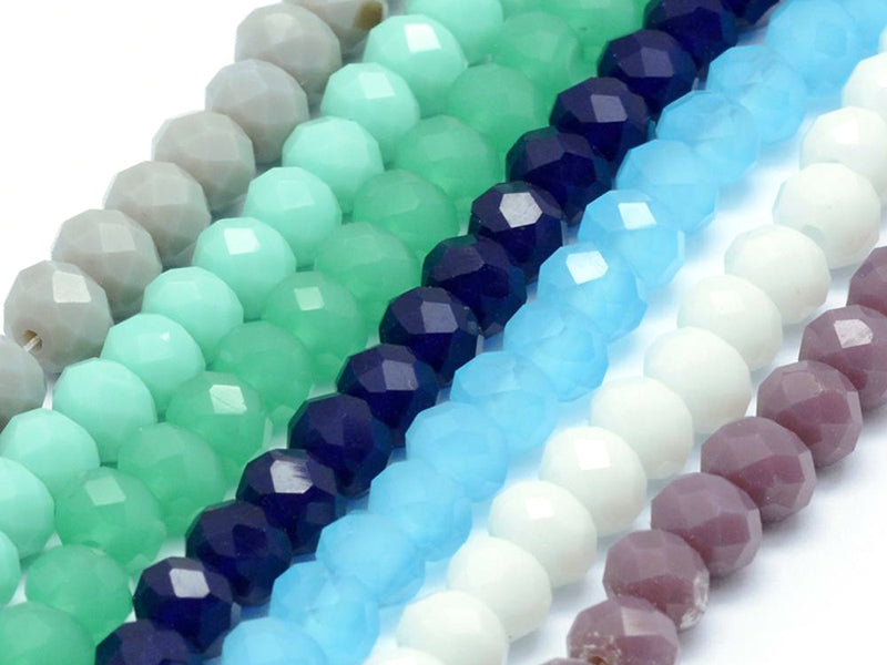 achat Lot de 50 perles à facettes en verre 8x6 mm - bleu et vert
