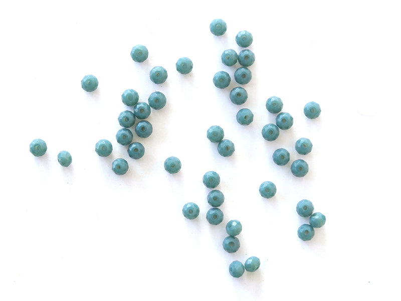 Achat Lot de 50 perles à facettes en verre 4x6 mm - bleu canard