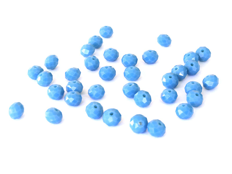 Achat Lot de 50 perles à facettes en verre 8x6 mm - bleu