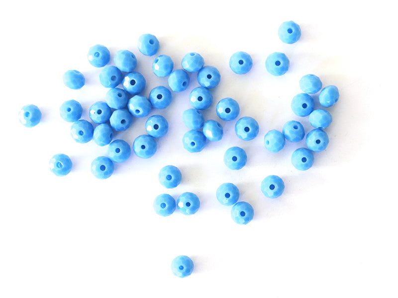 Achat Lot de 50 perles à facettes en verre 8x6 mm - bleu