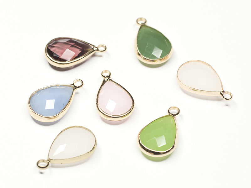 achat Pendentif goutte en verre à facettes - rose