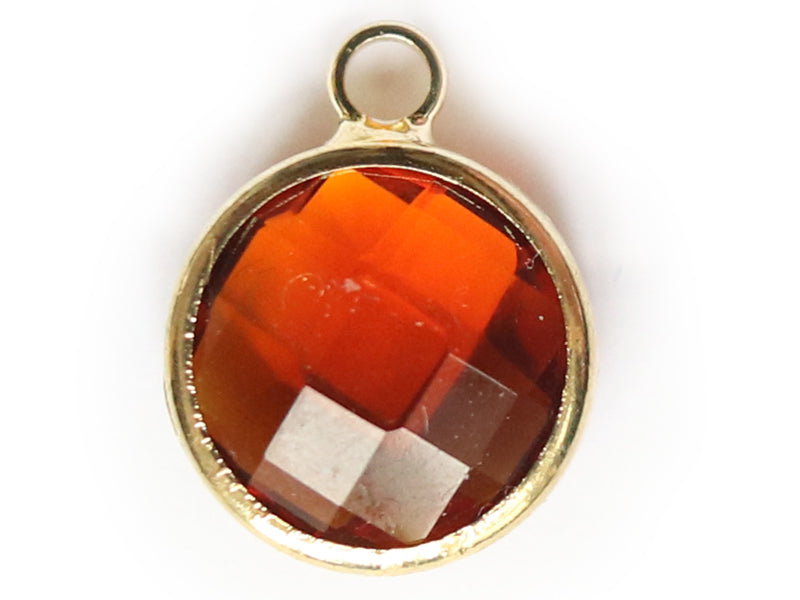 Achat Pendentif rond en verre à facettes 10mm - ambre