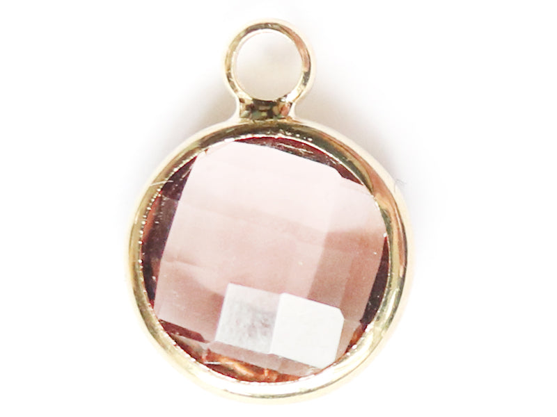 Achat Pendentif rond en verre à facettes 10mm - rose cristal