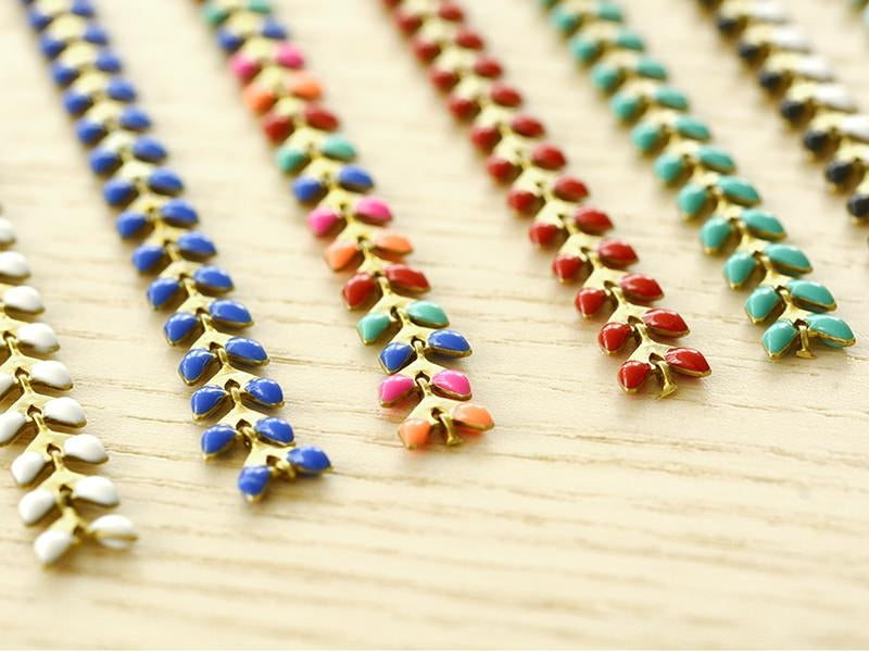 Achat Chaîne épi émaillée - alternance mint et doré