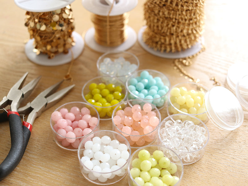 Achat Lot de 50 perles à facettes en verre 8x6 mm - rose