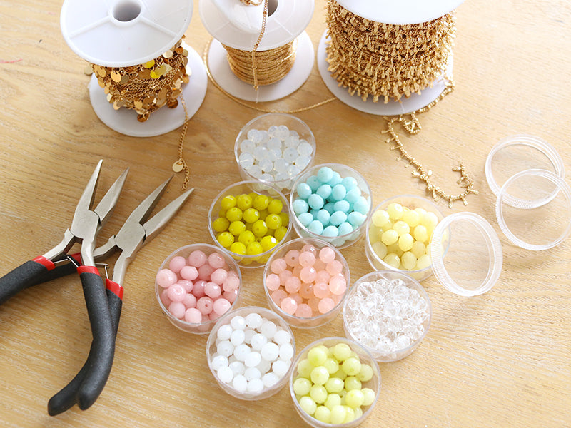 Achat Lot de 50 perles à facettes en verre 8x6 mm - Rose poudré