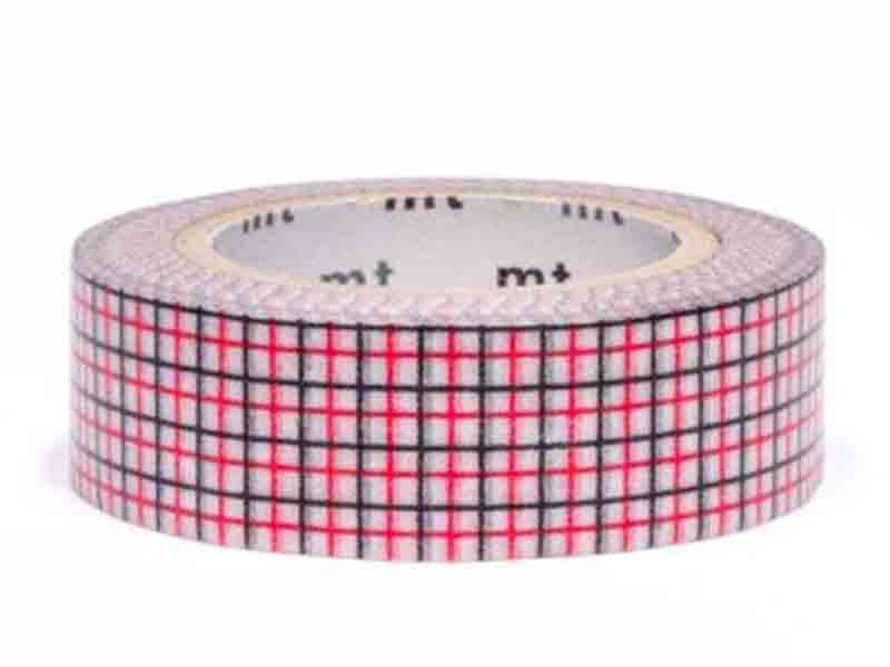 achat Masking tape motif - Quadrillé noir et rouge