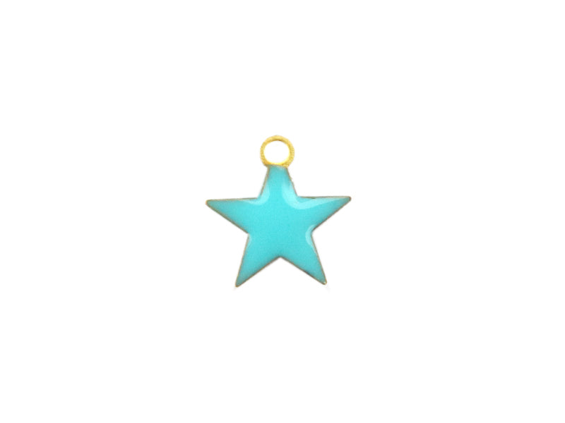 Achat Breloque étoile émaillée - turquoise