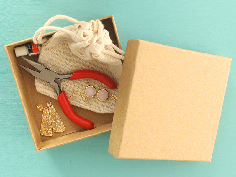 Achat Boucles d'oreilles Raphaëlle rose - Kit bijoux précieux dorés à l'or fin