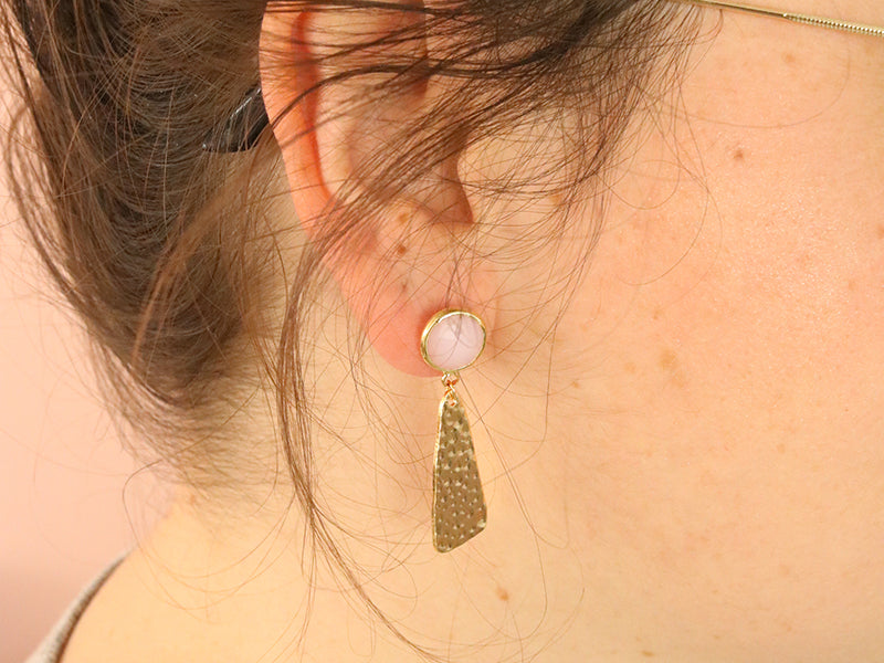 Achat Boucles d'oreilles Raphaëlle rose - Kit bijoux précieux dorés à l'or fin