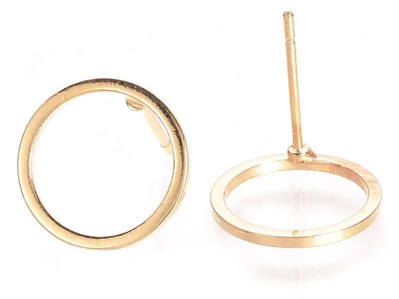 Achat Puces d'oreilles cercles ajourés 12 mm - dorées à l'or fin